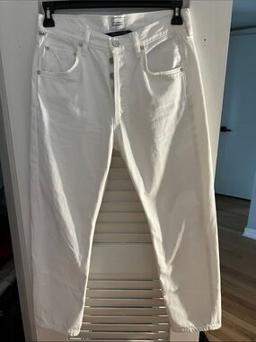 Citizens Of Humanity White High-Rise Button-Fly Jeans